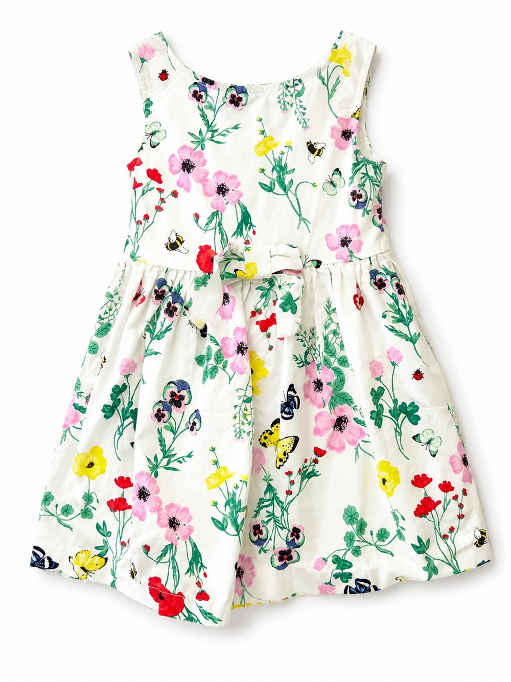 H&M Toddler Girls Floral Sleeveless Dress Size 1.5-2Y White Bow Spring Cotton